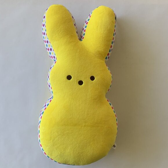 Huge Yellow Peeps Plush Stuffed  Easter Bunny w/ Rainbow Polka Dots Peep 17” 2PK - Picture 5 of 7